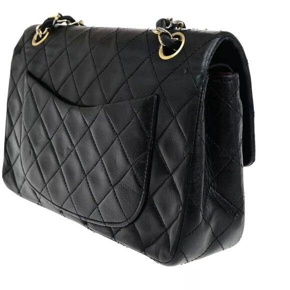 CHANEL CC Matelasse 23 Double Flap Chain Shoulder Bag Leather Black authentic - Picture 14 of 16